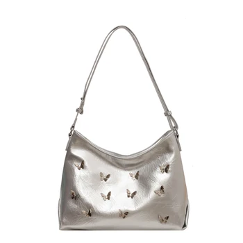 Дамска чанта за рамо Кожена чанта за подмишници Butterfly Tote Handbag с цип