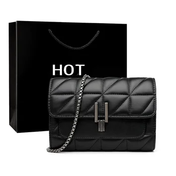 Дамски луксозни дизайнерски истински чанти Кожена верига Дамски чанти Рамо Женска чанта Нова ежедневна мода Дамски куриерски чанти
