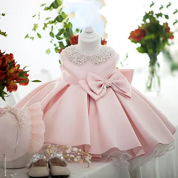 Детски дрехи Бебе Момиче Chlid рокля топка рокля за рожден ден за новородено облекло лък принцеса рокля парти 1 година рокли
