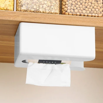  Дозатор за салфетки Монтирана на стената подвижна хартиена кутия Самозалепваща се висяща хартиена кърпа Спестяващ място водоустойчив за кухня