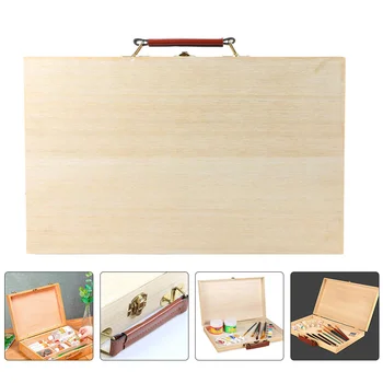 Дървени бижута витрина живопис кутия грим контейнери рисуване моливи съхранение