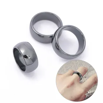 естествен хематит камък пръстени за жени мъже прости не магнитни плоски пръсти пръстени унисекс сватба ангажирани ленти двойка бижута