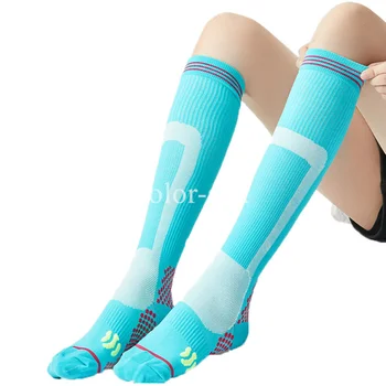 жени мъже компресия чорапи коляното високи чорапи компресия чорапи бягане спортни чорапи жени дълги чорапи капка доставка