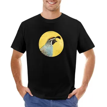 Жълта калифорнийска тениска с пъдпъдъчи птици котешки ризи възвишена тениска Дрехи за тениски за мъже
