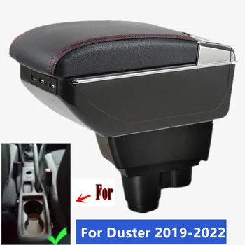 За Renault Dacia Duster 2 3 Кутия за подлакътници 2019 2020 2021 2022 Централна конзола за съхранение Аксесоари за кола Пепелник PU държач за чаши USB