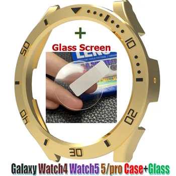 За Samsung Galaxy Watch4 Watch5 5 / pro Гривна Рамка за часовник Протектори за екран Стъклен филм Galaxy Watch 5pro Калъф за капак
