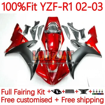 Инжекционно тяло за YAMAHA YZF-R1 YZF-1000 Червен черен YZF R1 1000 R 1 1000CC YZFR1 2002 2003 YZF1000 02 03 OEM обтекател 176No.7