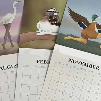 Календар на изключително точни птици Стенен календар януари 2024 - декември 2024,12 Месечни птици висящи календар планировчик трайни