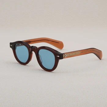 Качествени слънчеви очила BALZAC Кръгли слънчеви очила Ацетат Класическа дизайнерска марка Мъже Ръчно изработени висококачествени очила с рецепта