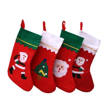 Коледа сладък декоративни чорапи дърво висулка Бъдни вечер Дядо Коледа подарък чанта малки и големи за деца