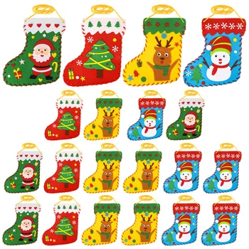 Коледни филцови чорапи Санта снежен човек елени орнаменти Шевни комплекти Направи си сам декорация Коледно парти