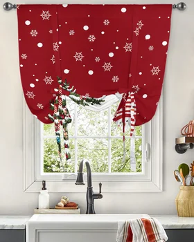 Коледно снежно дърво снежен човек папийонка завеси за хол спалня модерен вратовръзка прозорец завеса кухня къси завеси