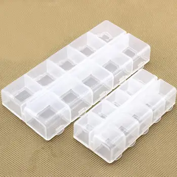 Кутия за съхранение с капак 10 решетки голям капацитет бижута случай прахоустойчив прозрачен пластмасови обеци пръстени мъниста съхранение случай