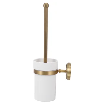Месингов меден държач за четка за тоалетна четка европейски стил дърворезба тоалетна четка държач за чаши F6706( - четка за тоалетна