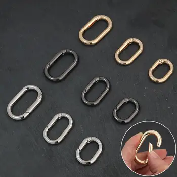 Метални овални пръстен пружинни закопчалки Отваряеми карабинер ключодържател чанта клипове кука висулка ключалката конектор DIY бижута вземане аксесоари