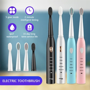 Миеща се избелваща електрическа четка за зъби 4 модела Четка за почистване на зъби Ултразвукови акумулаторни четки за зъби Четка за таймер за възрастни