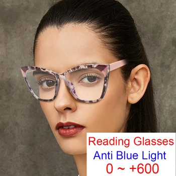 Мода TR90 Анти синя светлина блокиране котка очила рамка жени луксозен дизайнер розови очила рецепта очила за четене