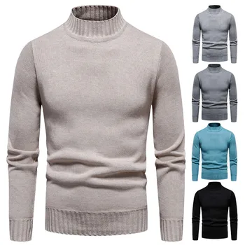 Мода Мъжки пуловер Плетени пуловери Трикотаж Върхове Есен Зима Дрехи Плътен цвят пуловер пуловер топло дълъг ръкав руно