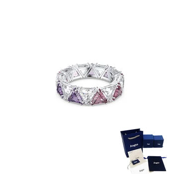 Модерен и очарователен розов геометричен триъгълник пръстен е подходящ за красиви жени да носят, повишаване на елегантност и благородство