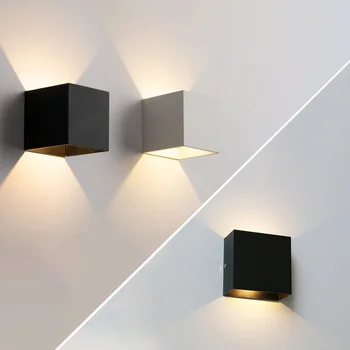 Модерна квадратна външна стенна лампа водоустойчива IP65 вътрешна LED лампа за стена нагоре и надолу светлина алуминиеви външни стенни осветителни тела
