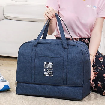 Модна сгъваема пътническа чанта Жени Oxford Travel Weekend Overnight Bags Голям капацитет ръчен багаж Tote Duffel Accessor Supplies