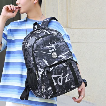 Мъжка раница чанта рамо голям графити печат мода камуфлаж компютър организатор открит пътуване студент училище чанта нов