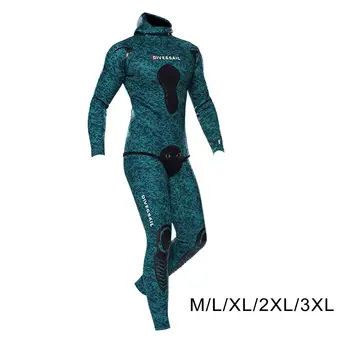 Мъжки неопренов костюм Сплит 3мм неопрен с качулка Поддържайте топъл подводен риболов Водолазен костюм за кану-каяк Студена вода Водни спортове Сърф Плуване