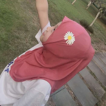 Мюсюлмански момичета Детски шал с хиджаб Висококачествен ислямски шал за печат на маргаритка мек и стречинг за 2 до 7 години Момичета Детски хиджаб