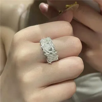 Нов японски и корейски хип-хоп мулти-стил пръстен ярко сребърно покритие пискюл верига нагънат отваряне пръстен за жени безплатна доставка