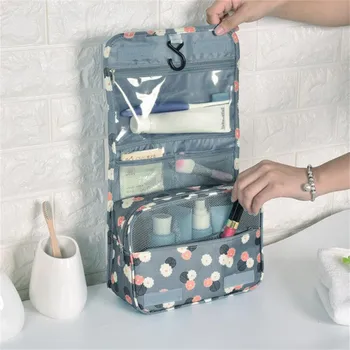Отпечатана чанта за грим с цип Сгъваема преносима мека и подплатена чанта за съхранение на плат за многократна употреба Организатор на пътувания Жени Домакински уреди