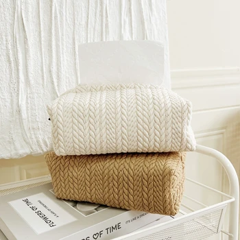 Плетена тъканна кутия Хартиена торбичка Кърпа за автомобилни тъкани Кутия за съхранение Всекидневна Домашен декор Nordic Ins Висящ държач за салфетки