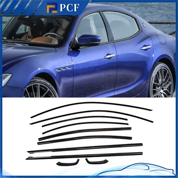 Подходящ за 2014-15 16 17 18 19 2020 2021 22 2023 Maserati Ghibli Автомобилни външни ленти за формоване на прозорци Trim черна стомана аксесоари