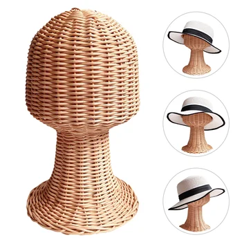 Ратан шапка притежателя тъкани шапка дисплей багажник капачка притежателя рустик шапка изложбена стойка
