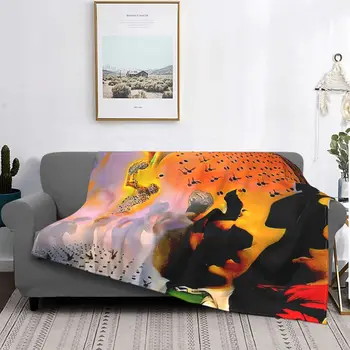 Реколта абстрактен сюрреалистичен печат одеяло въображаем художник Дали руно кадифе каре хвърлят одеяла за легла плюшени тънки юрган