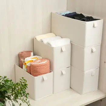 Сгъваем организатор на дрехи Полезен плътен цвят памук бельо кутия за съхранение голям капацитет чорапи отделение кутия гардероб