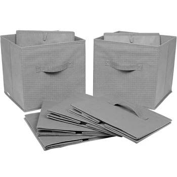 Сгъваема кутия за съхранение Нетъкан текстил Кошче за боклук Сгъваем куб килер чекмеджета организатор с дръжка за дрехи, кутия за Sundries