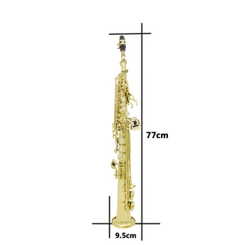 Сопран саксофон прав Bb издълбани бели черупки месинг тяло професионално изпълнение SAX комплект