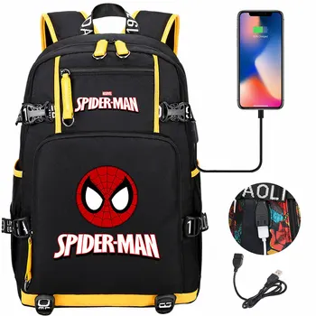  Спайдърмен USB Тийнейджъри Училищни чанти Жени Мъже Лаптоп Раница за пътуване Момиче Момчета Детски училищни книжни чанти