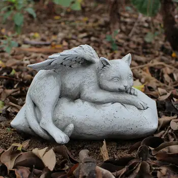 Статуя Спящата котка във възглавницата Гроб Маркер Фигурка Градина Декор