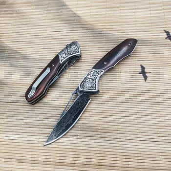 Тактически VG10 Дамаск стомана джоб EDC сгъваем нож абанос дръжка открит къмпинг лов инструмент колекция подаръци