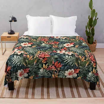 Тропически модел: цветни листа Хвърли одеяло Юрган одеяло Пухкави меки одеяла Космати одеяла сряда