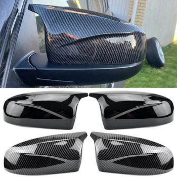 Форма на рог M стил Обратно виждане Карбонови влакна Стил Черно странично огледало Капачки за BMW X5 E70 X6 E71 2008-2013 аксесоари