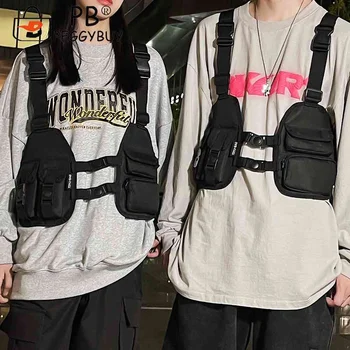 Хип-хоп жилетка чанти Оксфорд гърдите чанта раница улично облекло многофункционални преносими модни мулти-джобове за туризъм бягане колоездене