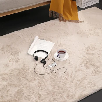 Хол килими декорация плътен цвят изкуствена кожа килим мека изкуствена заек кожа килим модерен дълъг плюшен килим детска спалня етаж мат