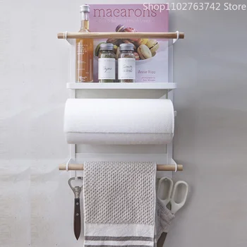 Японски хладилник съхранение багажник силен магнит свеж съхранение чанта ролка хартия кърпа съхранение кухня съхранение страна всмукване рафт