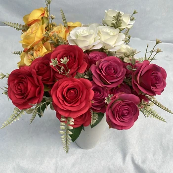 9-глава плодов кръгъл розов букет, булка, държаща цветя, аксесоари за аранжиране на сватбени цветя, снимки за декорация на дома в стаята