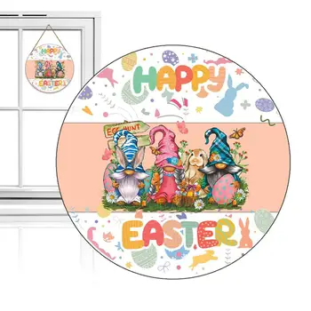 Великденски заек врата закачалка карикатура Великден зайче гном декорации селски декоративни пролетта врата закачалка 11.81in Великден веранда знак