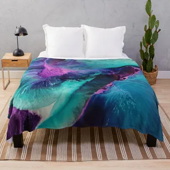 Русалка лагуна смола мастило изкуство в синьо, розово и лилаво хвърлят одеяла и хвърля големи одеяла
